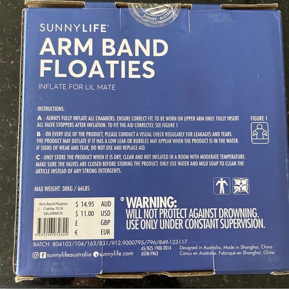 COPY - Sunny life arm band floaties for children. crab floaties, unisex - Picture 4 of 4